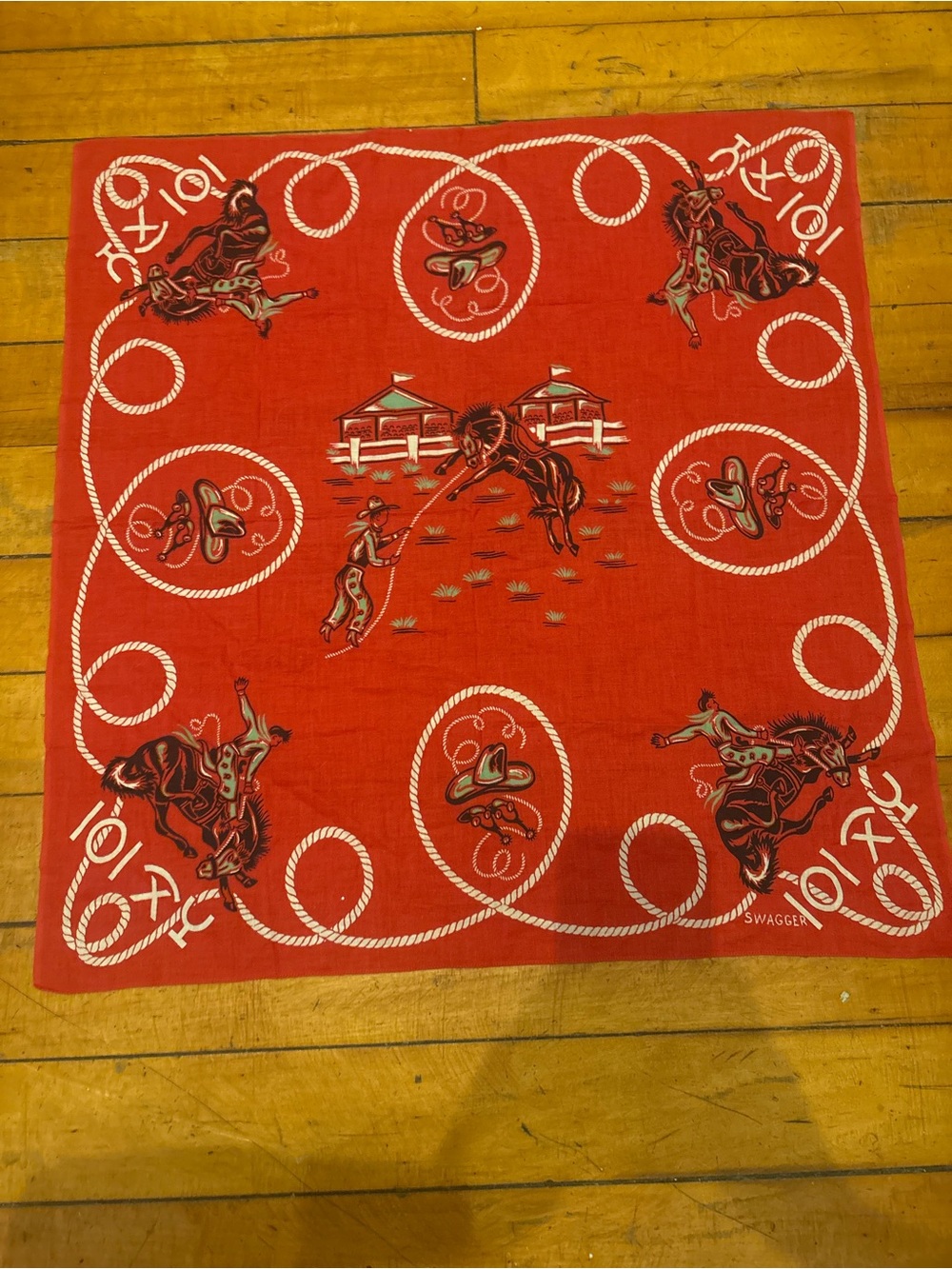 vintage 40s 50s Red Cowboy Bandana
